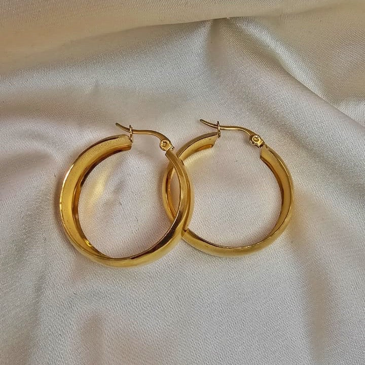 18k Gold Plated Stainless Steel Chunky Hoop Earrings