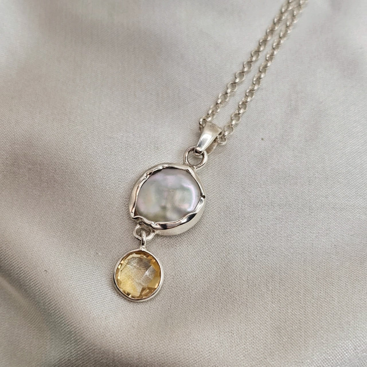 Baroque Pearl & Citrine Pendant