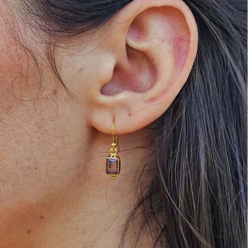 18ct Gold Plated Amethyst Drop Earrings image 1