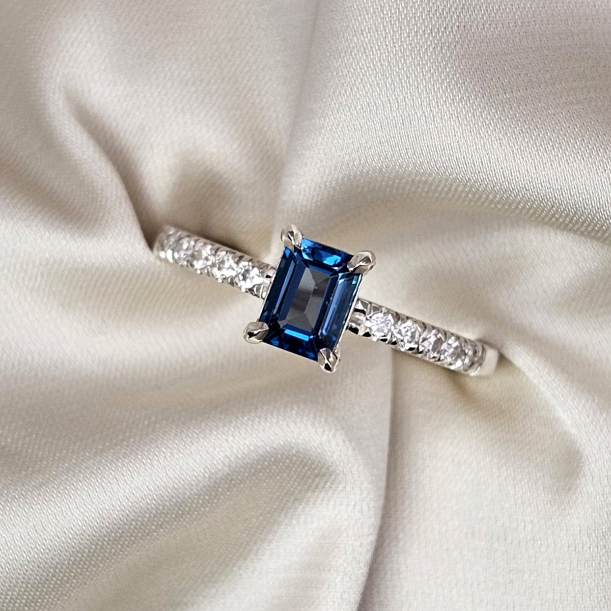 Emerald Cut London Blue Topaz Ring image 5