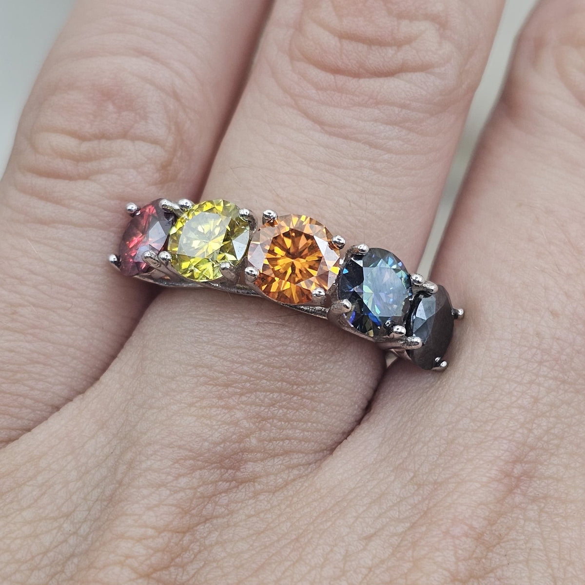 Multicolour Moissanite Ring