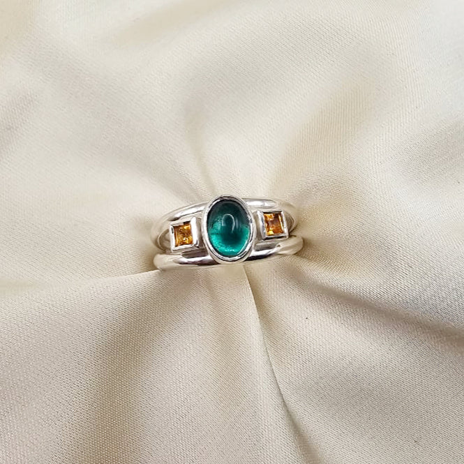 Green Tourmaline & Citrine Ring image 2