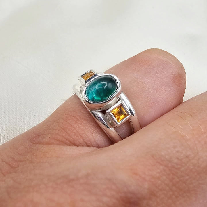 Green Tourmaline & Citrine Ring image 3