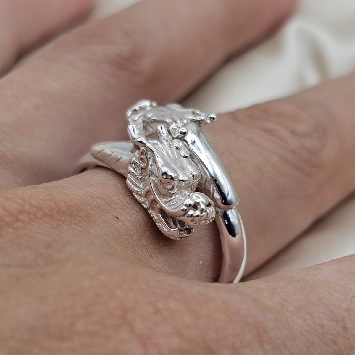 Adjustable Double Headed Dragon Ring image 1