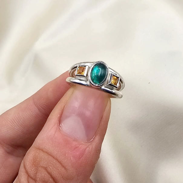 Green Tourmaline & Citrine Ring image 4