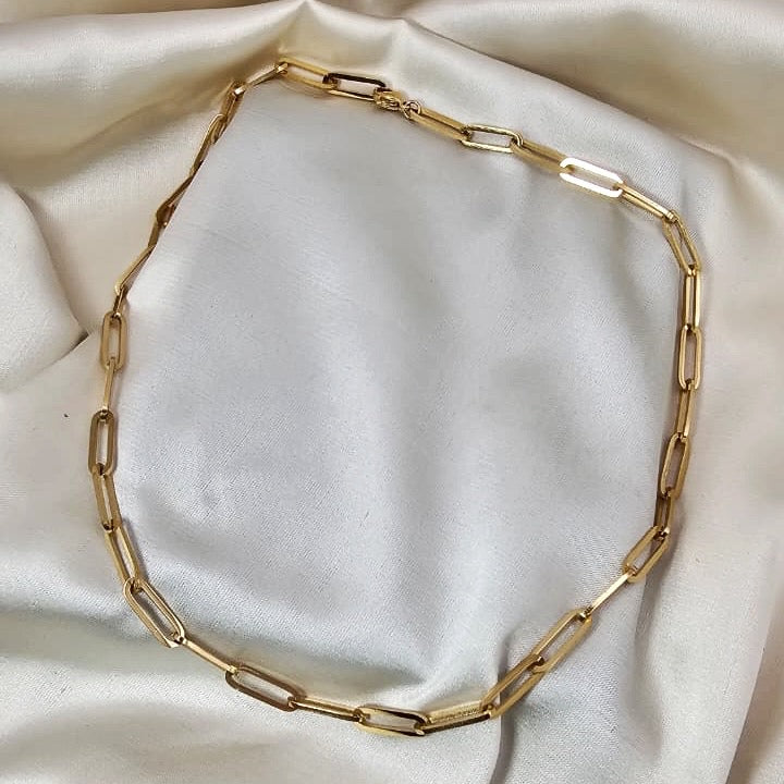 18k Gold Plated Stainless Steel Paperclip Link Necklace