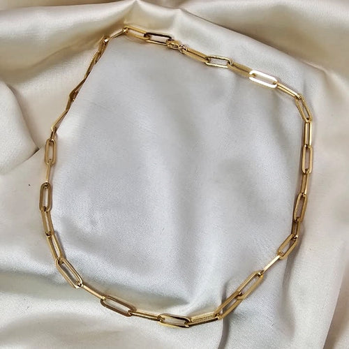 18k Gold Plated Stainless Steel Paperclip Link Necklace