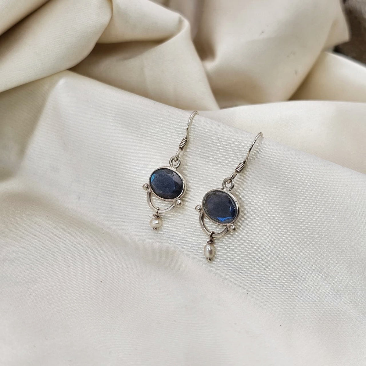 Labradorite & Freshwater Pearl Drop Earrings