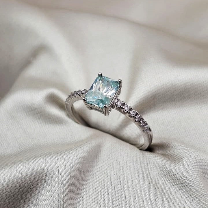 Light Blue Moissanite Ring