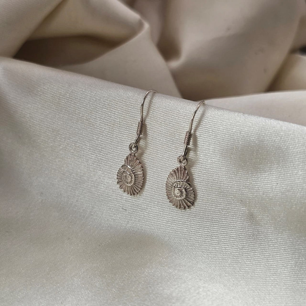 Ammonite Spiral Shell Drop Earrings