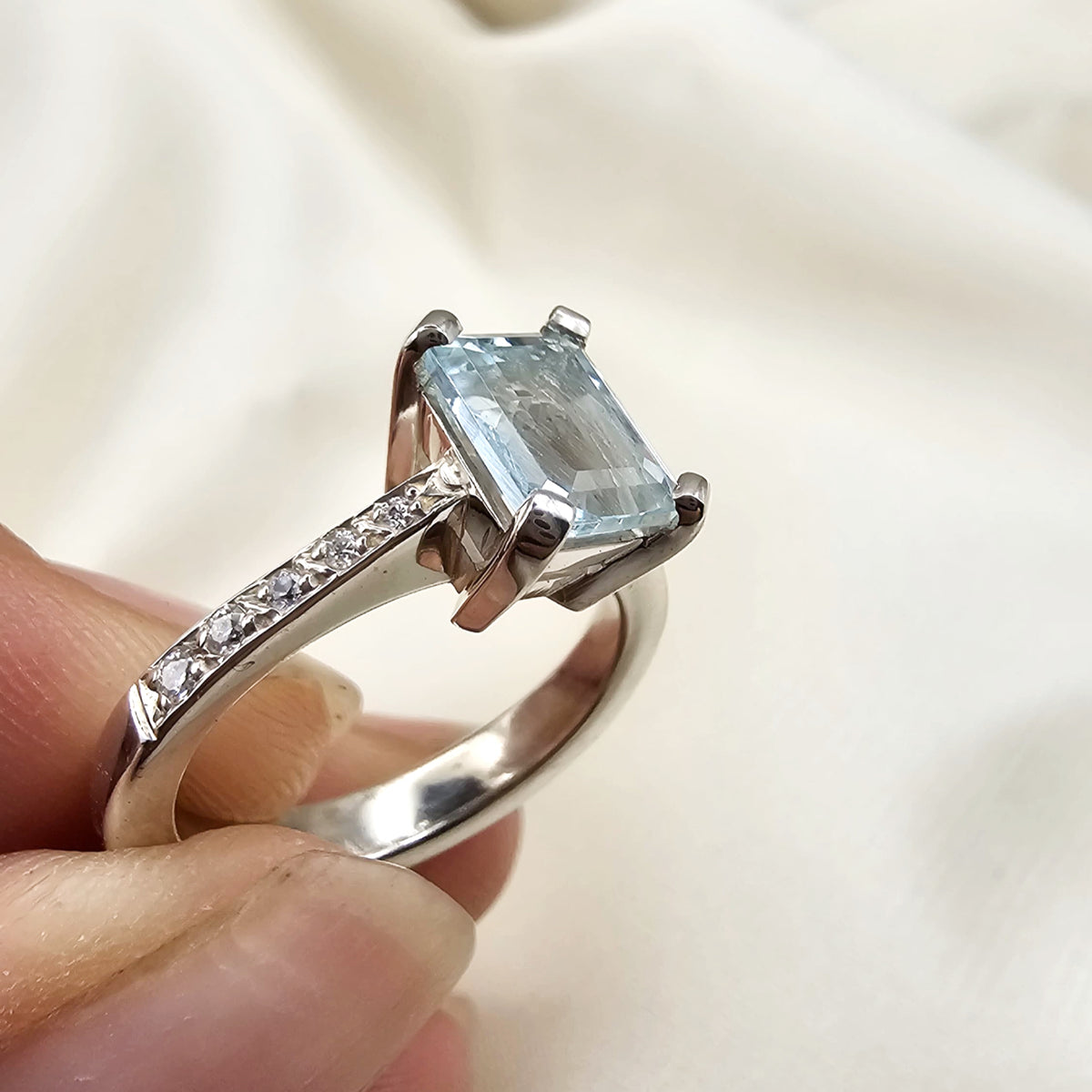 Aquamarine & Moissanite Ring image 2