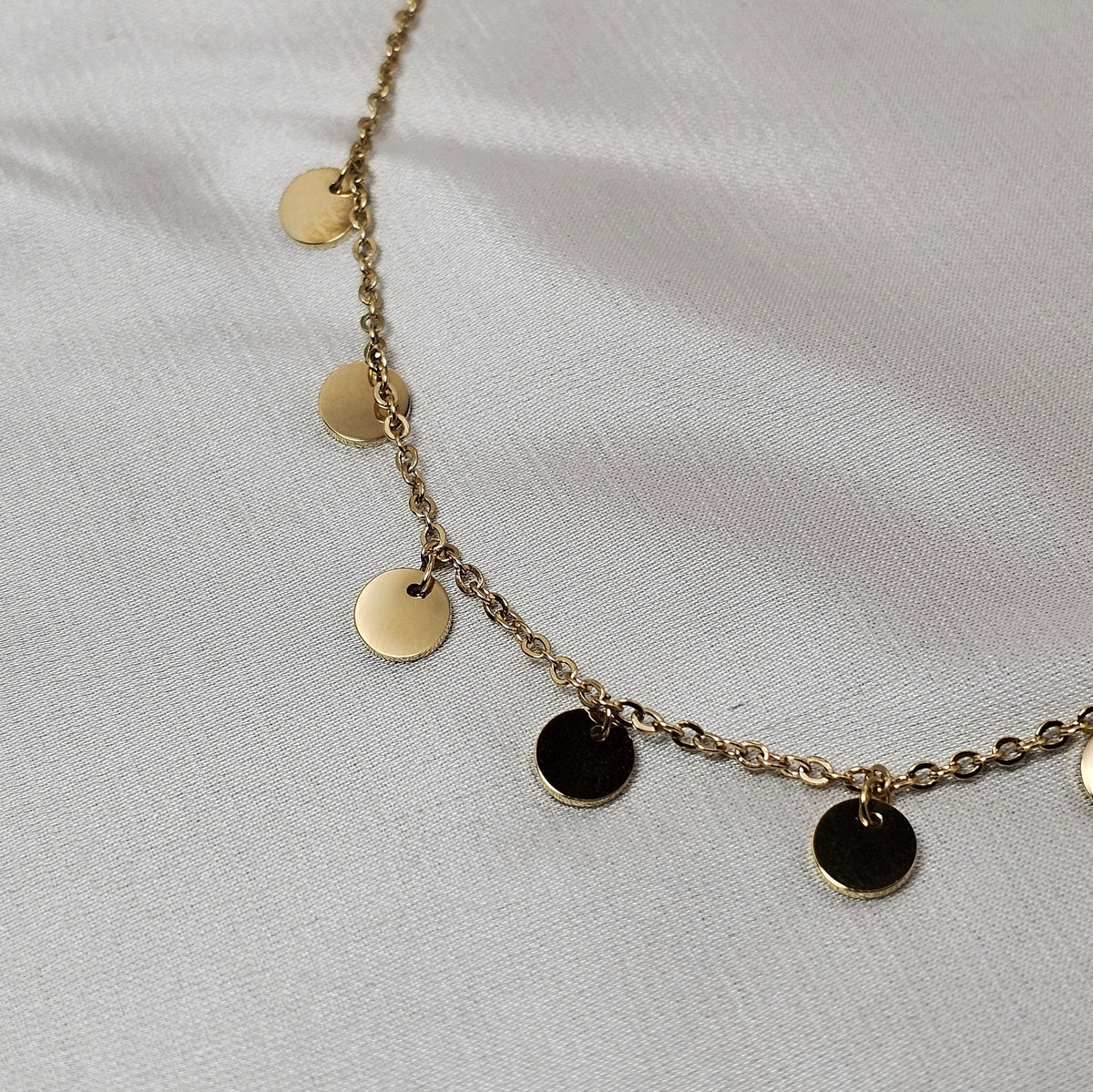 18k Gold Plated Stainless Steel Disc Charm Necklace
