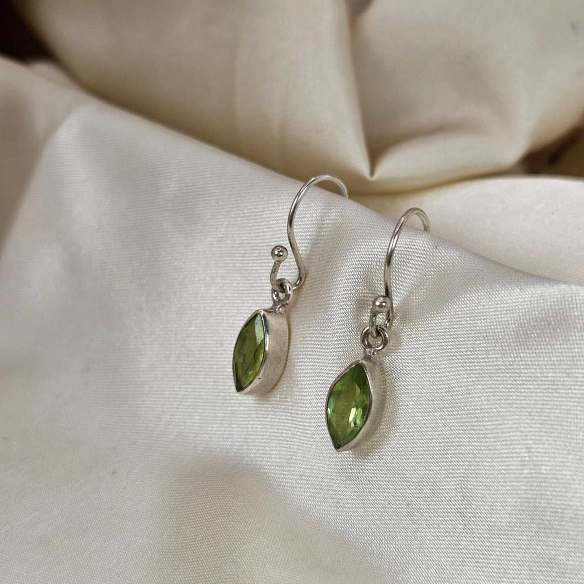 Marquise-Cut Peridot Drop Earrings