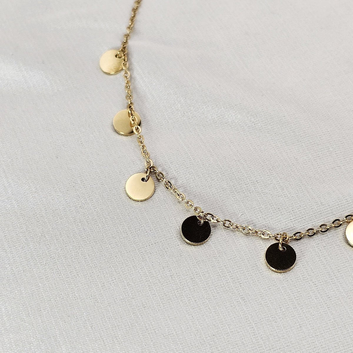 18k Gold Plated Stainless Steel Disc Charm Necklace