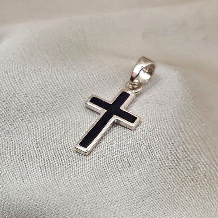 Black Enamel Cross Pendant