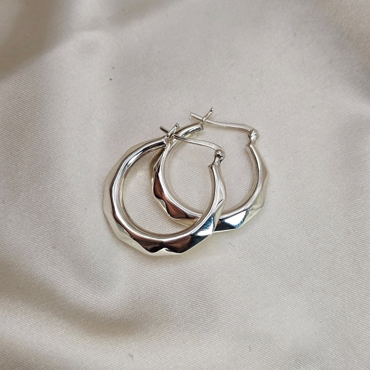 Sculpted Faceted Hoop Earrings