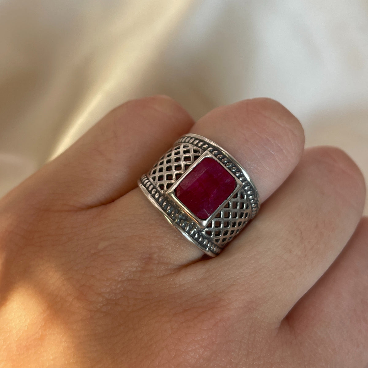 Rectangular Ruby Ring image 2