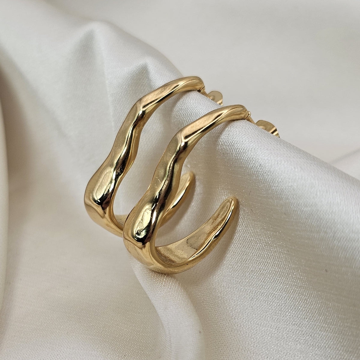 18k Gold Plated Stainless Steel Organic Hoop Earrings