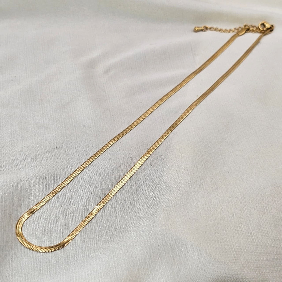 18k Gold Plated Stainless Steel Herringbone Chain Necklace