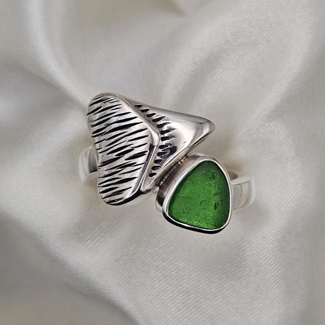 Shark Tooth & Sea Glass Ring image 2