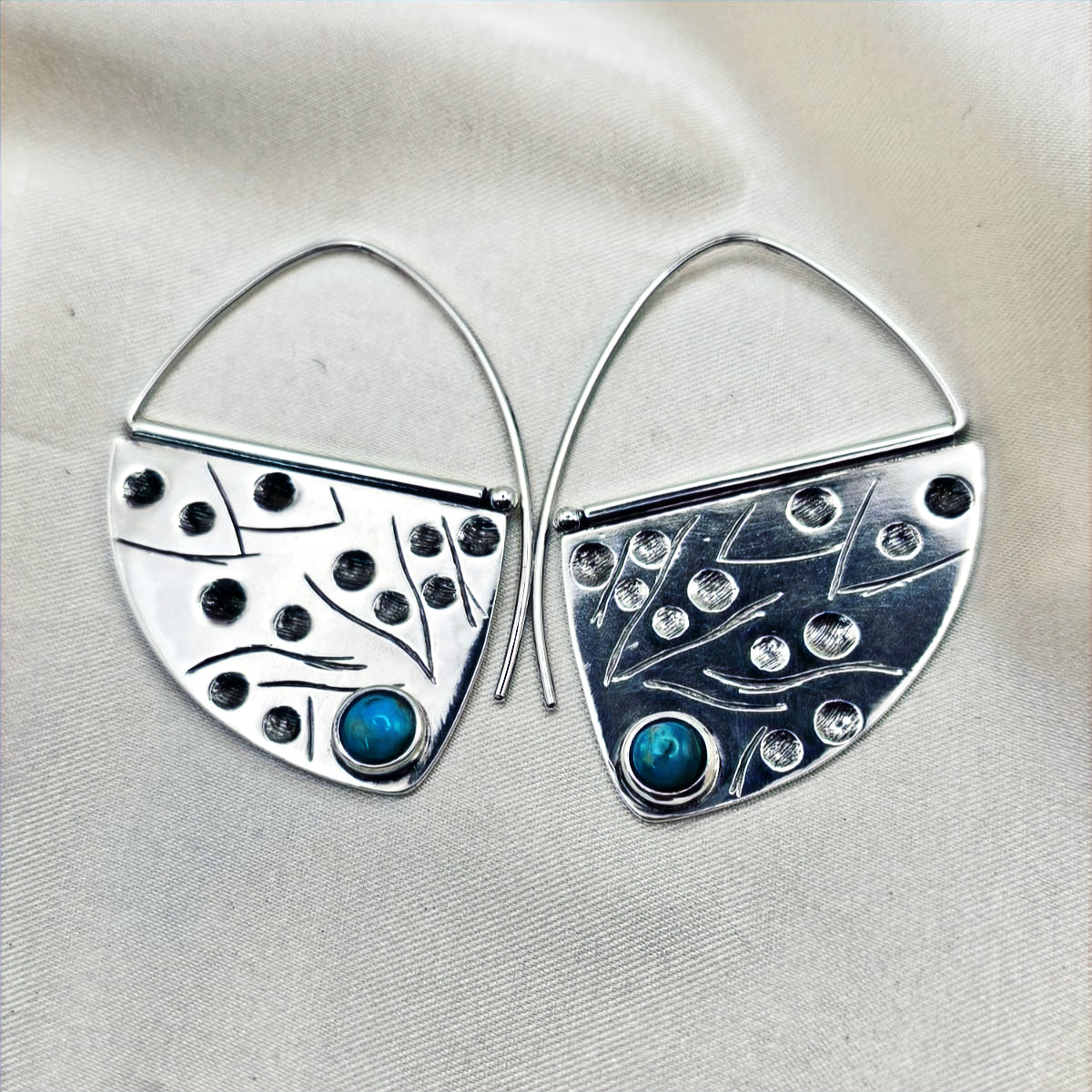Geometric Earrings with Turquoise Accents image 6