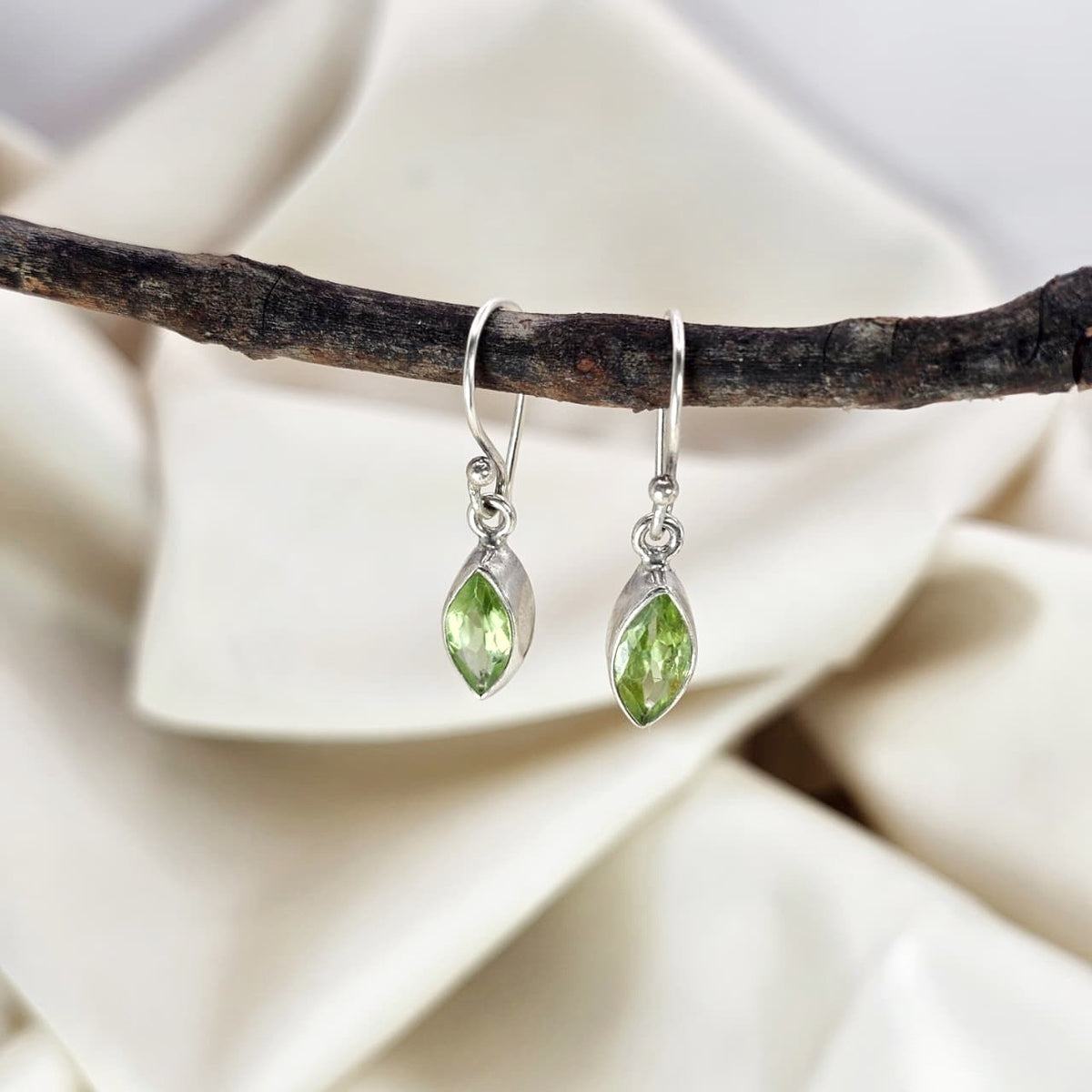 Marquise-Cut Peridot Drop Earrings