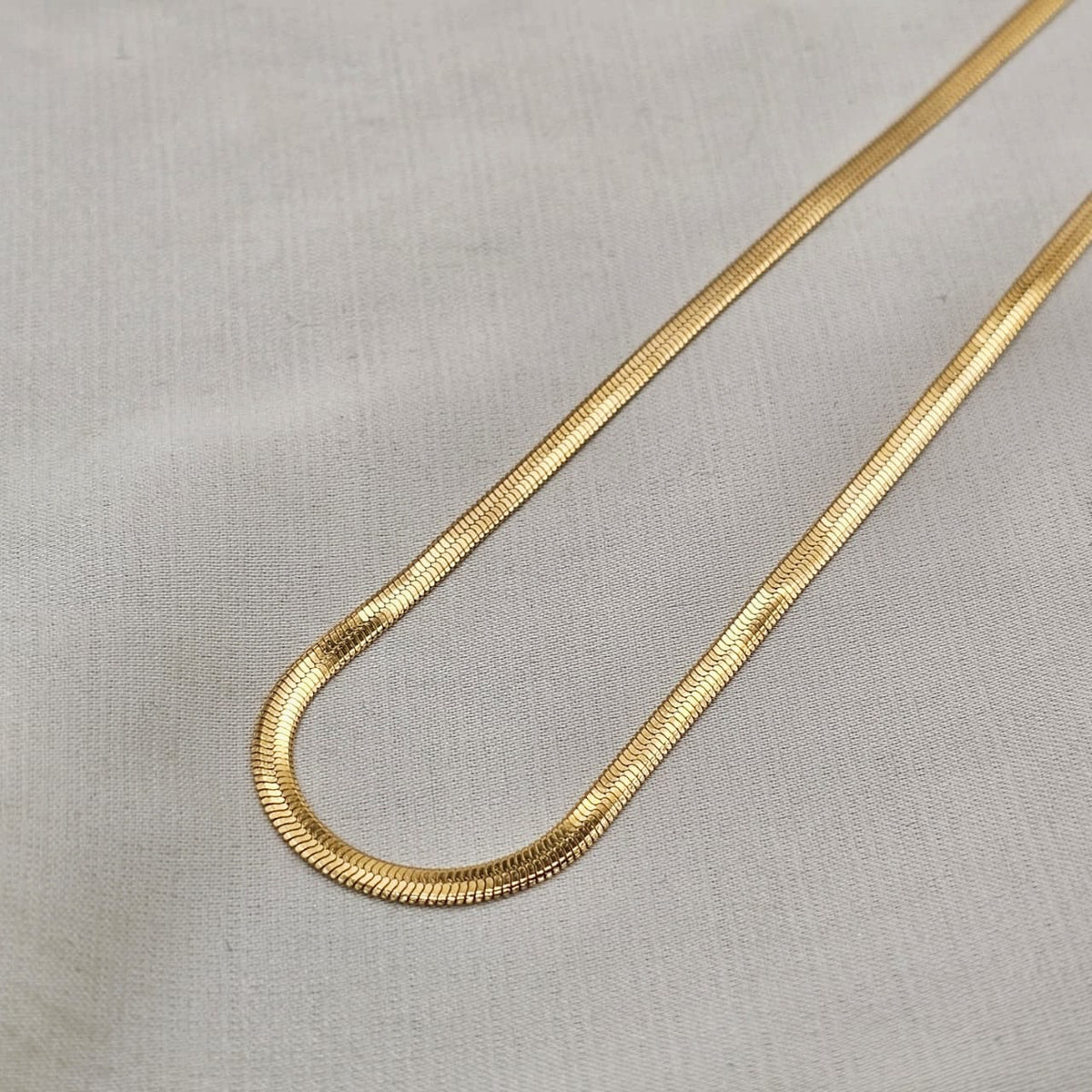18k Gold Plated Stainless Steel Herringbone Chain Necklace
