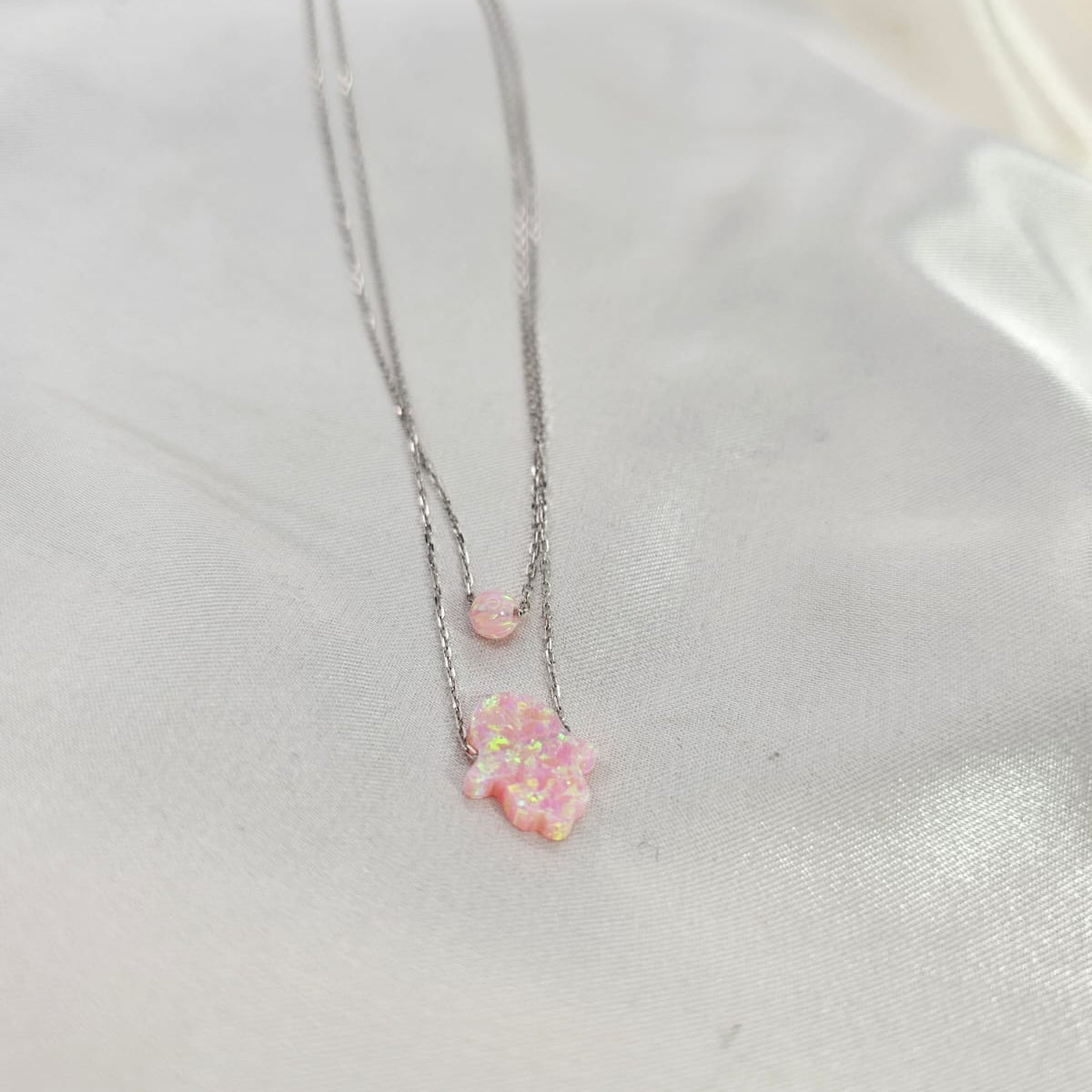 Pink Opaline Double-Layer Necklace image 1