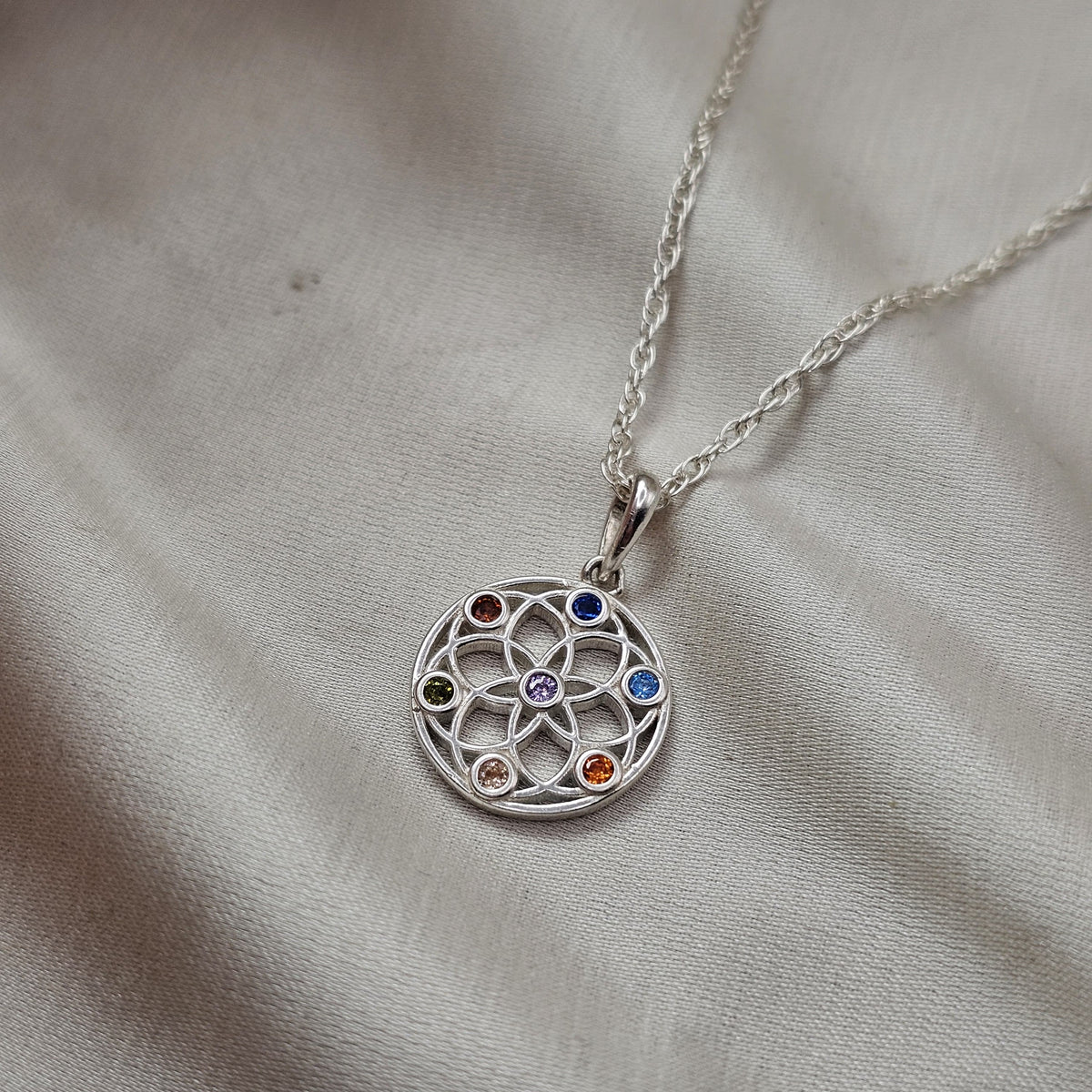 Multicolour Cubic Zirconia Mandala Pendant