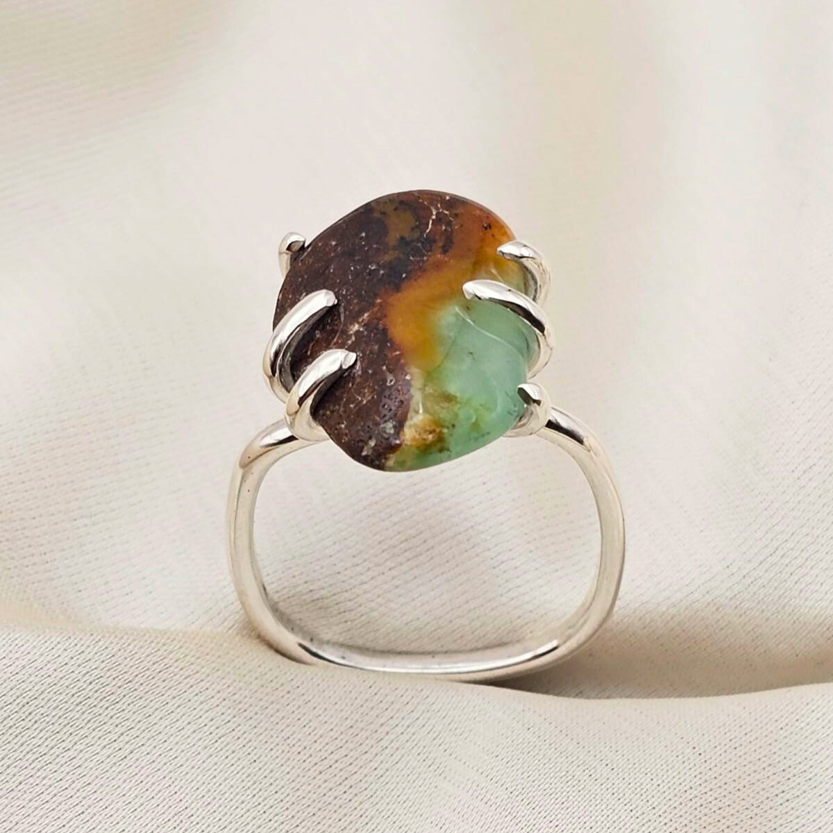 Brown Forest Jasper Claw Ring image 2