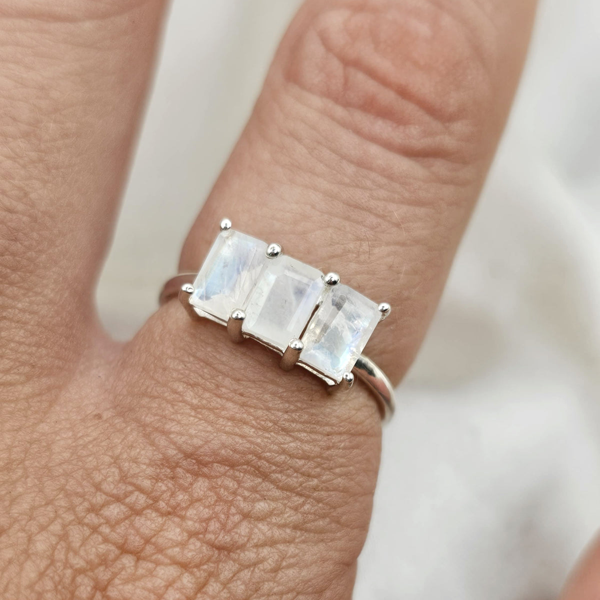Three-Stone Moonstone Ring image 1