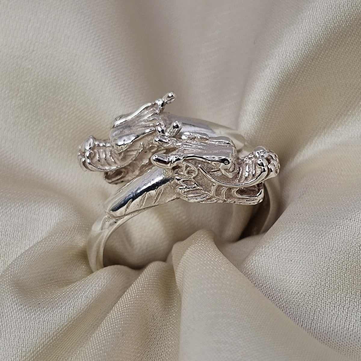 Adjustable Double Headed Dragon Ring image 0