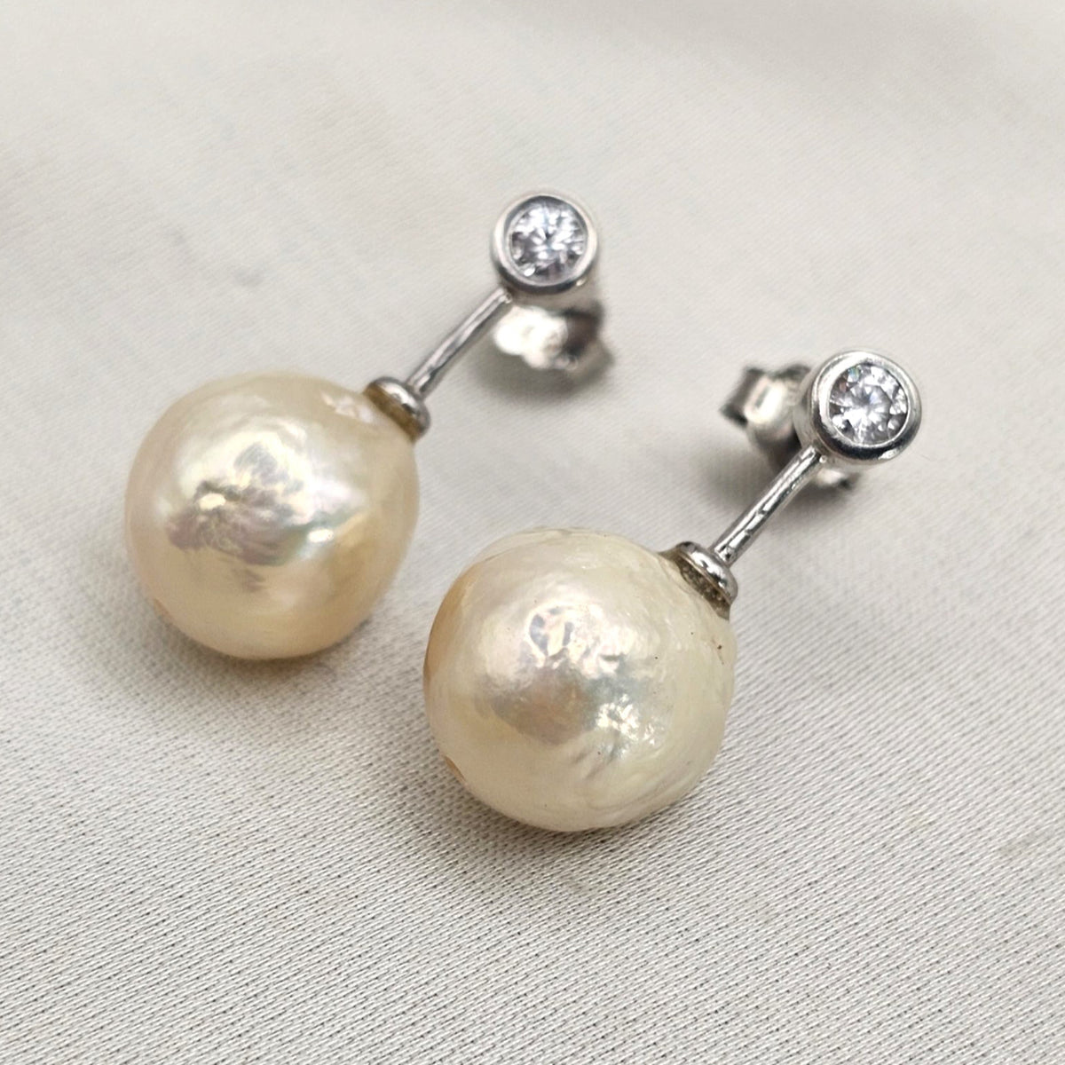 Baroque Pearl & Cubic Zirconia Earrings image 0