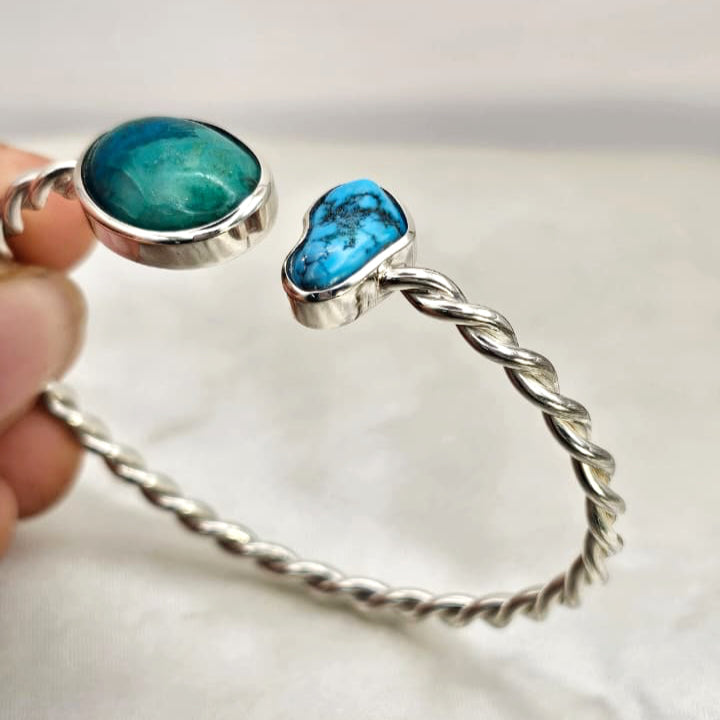 Adjustable Turquoise Twisted Cuff Bangle image 3